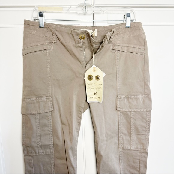 New! Max Mara Weekend Cargo Chino 3 Pants Doris 12 Khaki - Picture 3 of 10